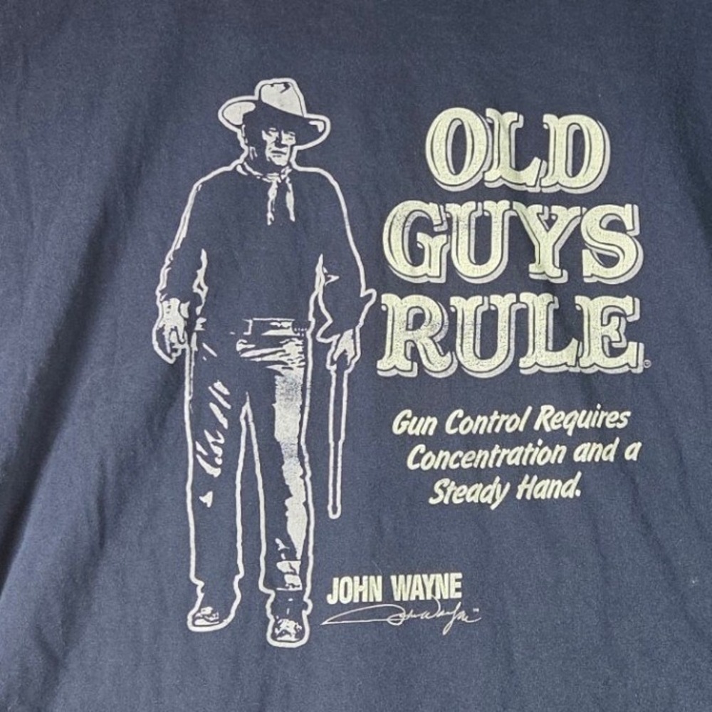 Old Guys Rule T-Shirt Mens 4XL Navy Blue John Wayne Gun Control Graphic Tee